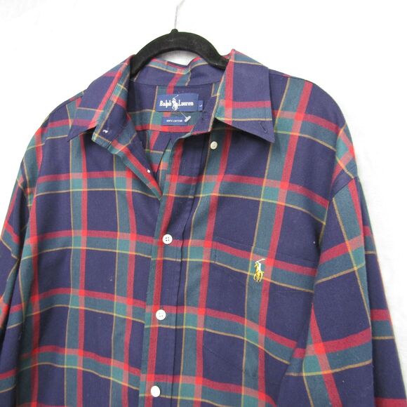 Polo Ralph Lauren Shirt Mens Large Tartan Plaid Window Pane Classic Button Down - Picture 3 of 10